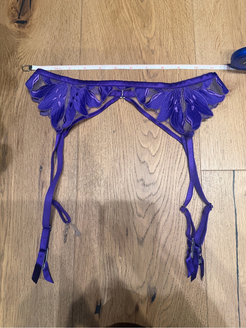 Fleur du Mal Purple Embroidered Garter Belt
